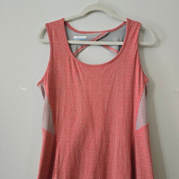 Columbia State of Mind Sleeveless Summer Dress Pink Grey Geometric Size L Large - Picture 2 of 10